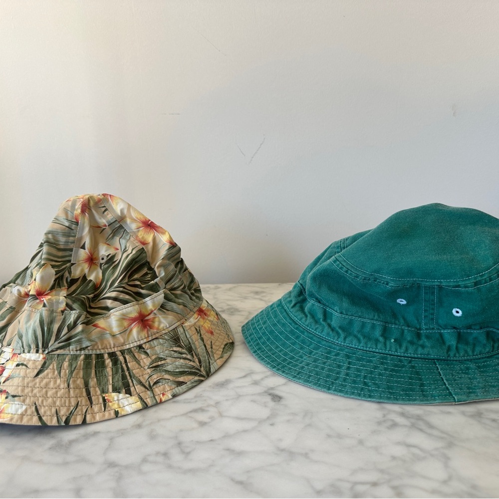 Tropical Print (J. Crew) + Teal Green Bucket Hat Set Men’s L Streetwear / Y2K